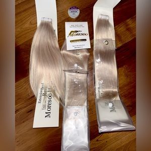 3 -Packs of 14” (platinum blonde) Moresoo (human hair) Tape In Hair Extensions